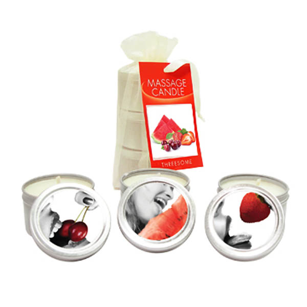 Edible Massage Candle Threesome Cherry Strawberry And Melon Flavoured